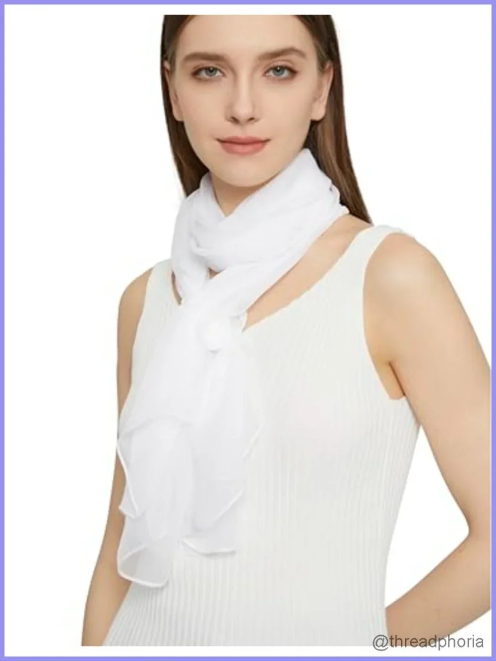 Long Chiffon Sheer Scarf Silk Polyester Lightweight Women's Fashion Accessory